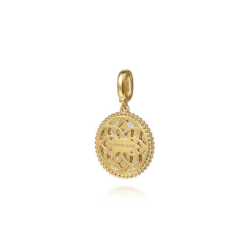 Bujukan Diamond Pave Medallion Pendant in 14K Yellow Gold - 2