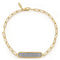 Bujukan 14K Yellow Gold Diamond Pave Wide Bar Hollow Chain Bracelet - 2