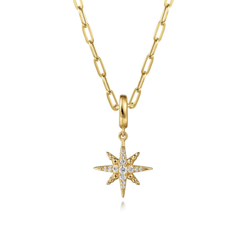 Bujukan Diamond Star Charm with Detachable Bail in 14K Yellow Gold - 4
