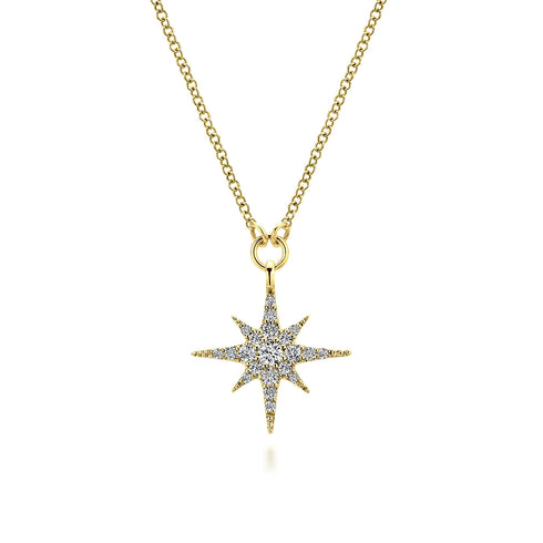 Kaslique 14K Yellow Gold Diamond Starburst Pendant Necklace - 2