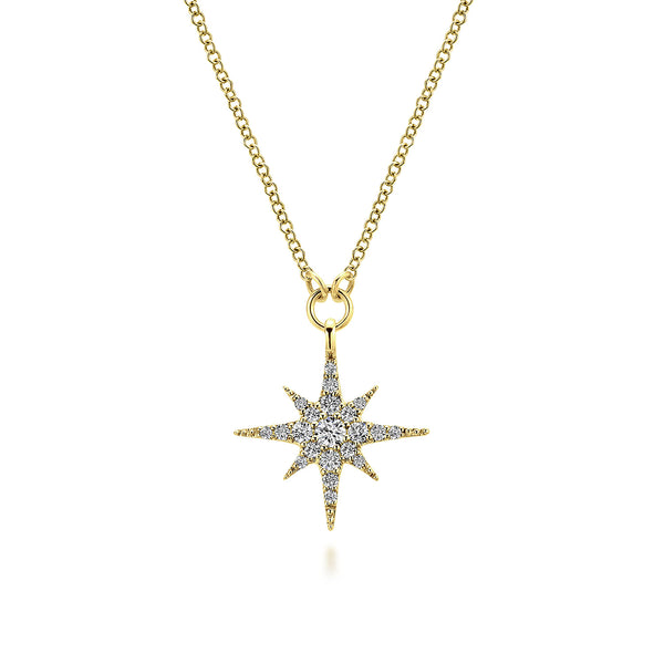Kaslique 14K Yellow Gold Diamond Starburst Pendant Necklace - 2