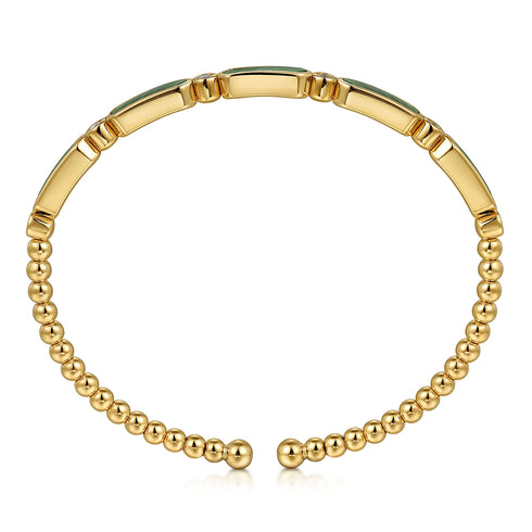 Bujukan Diamond and Malachite Bangle in 14K Yellow Gold - 4