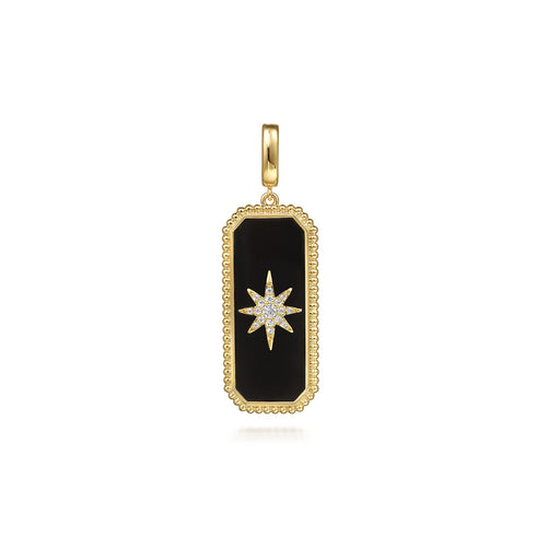 Bujukan Diamond and Onyx Medallion Pendant in 14K Yellow Gold - 2
