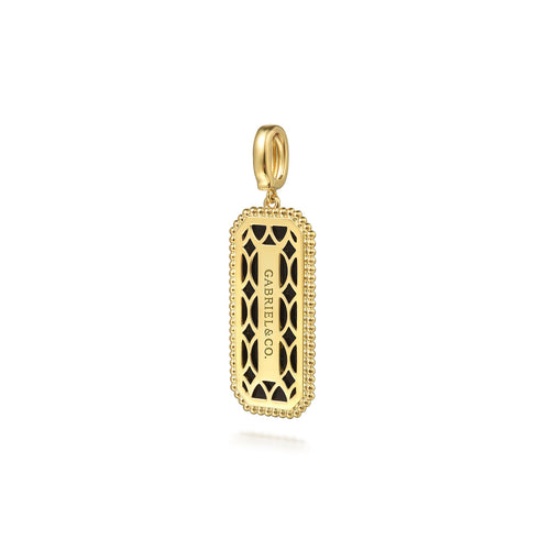 Bujukan Diamond and Onyx Medallion Pendant in 14K Yellow Gold - 3