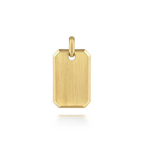 Contemporary 14K Yellow Gold Engravable Dog Tag Pendant - 2