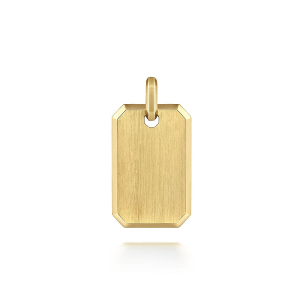 Contemporary 14K Yellow Gold Engravable Dog Tag Pendant - 2