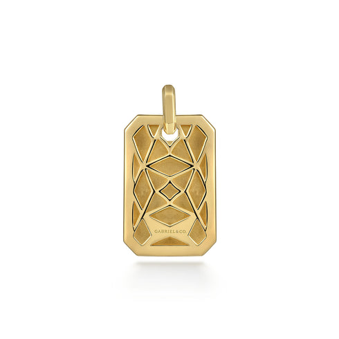 Contemporary 14K Yellow Gold Engravable Dog Tag Pendant - 3