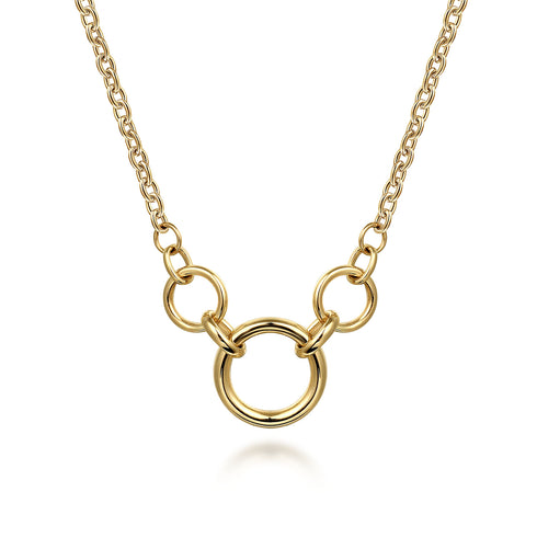 Contemporary 14K Yellow Gold Hollow Tube Link Necklace - 2