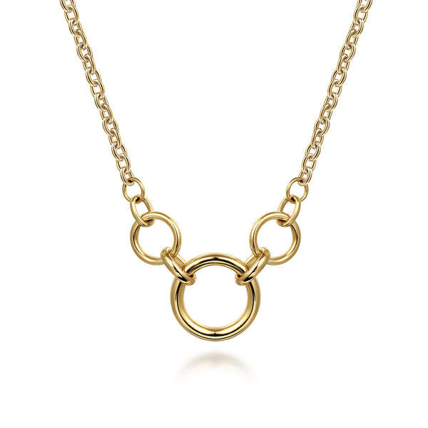 Contemporary 14K Yellow Gold Hollow Tube Link Necklace - 2
