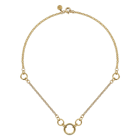 Contemporary 14K Yellow Gold Hollow Tube Link Necklace - 3