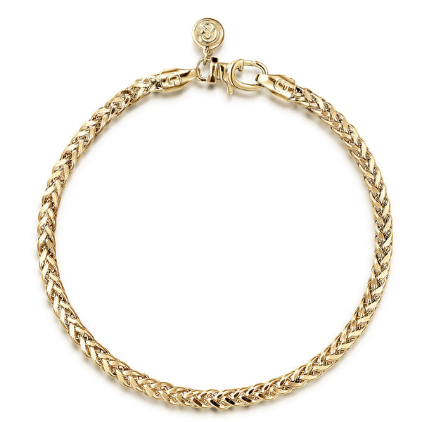 Classic 14K Yellow Gold Men's Wheat Chain Bracelet - 2