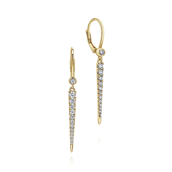 Kaslique 14K Yellow Gold Drop Earrings with Diamonds - 1