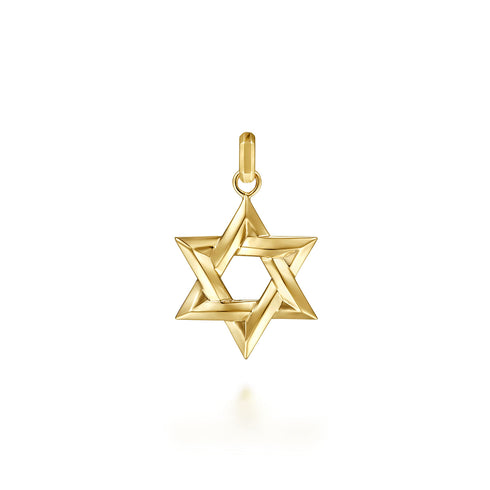 Contemporary 14K Yellow Gold Star of David Pendant - 2