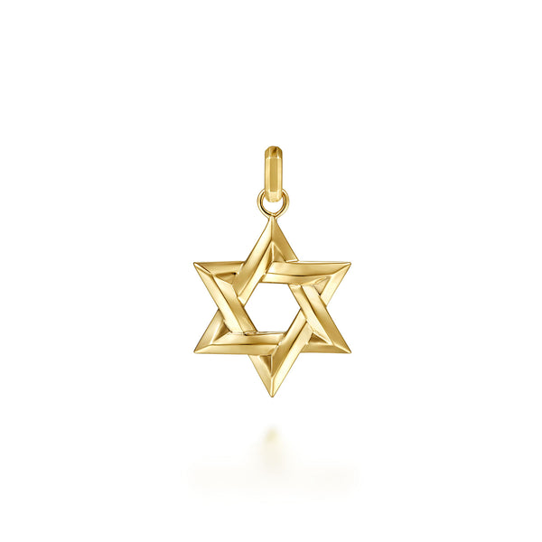 Contemporary 14K Yellow Gold Star of David Pendant - 2
