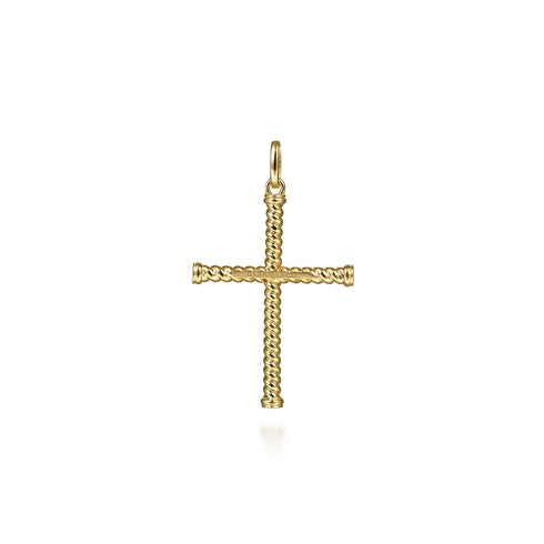 Hampton 14K Yellow Gold Twisted Rope Cross Pendant - 2