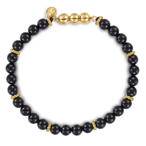 Bujukan 14K Yellow Gold and Black Onyx Beaded Bracelet - 2