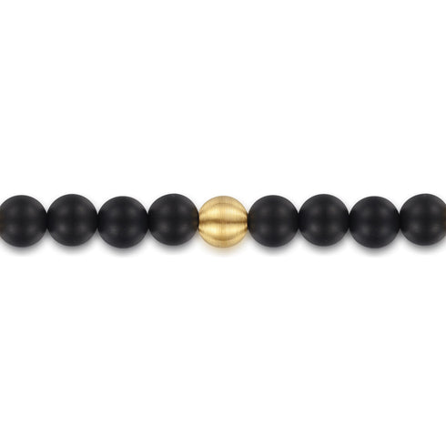 Bujukan 14K Yellow Gold and Black Titanium Sandblast Men's Beaded Bracelet - 3