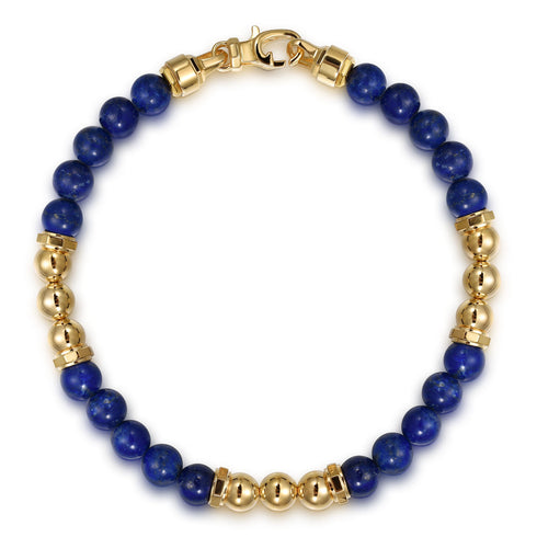Bujukan 14K Yellow Gold Lapis Beaded Station Bracelet - 2
