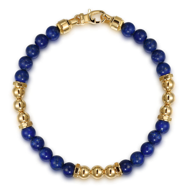 Bujukan 14K Yellow Gold Lapis Beaded Station Bracelet - 2