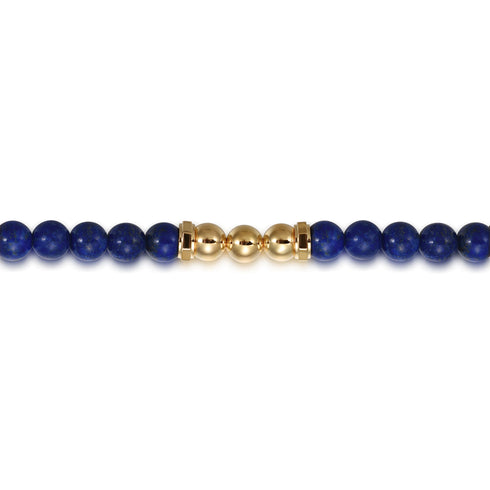 Bujukan 14K Yellow Gold Lapis Beaded Station Bracelet - 3