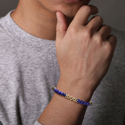 Bujukan 14K Yellow Gold Lapis Beaded Station Bracelet - 4