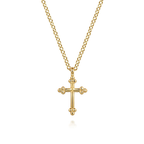 Bujukan 14K Yellow Gold Cross Pendant Necklace - 2