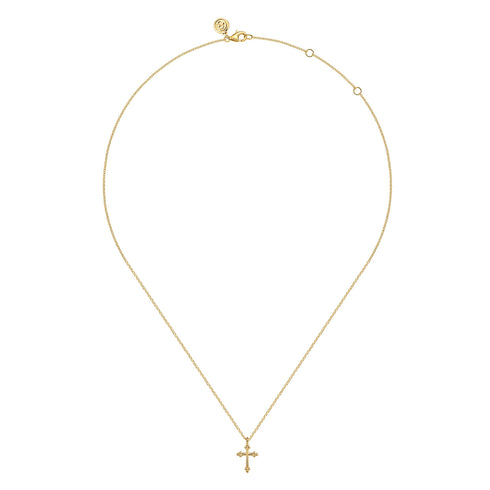 Bujukan 14K Yellow Gold Cross Pendant Necklace - 3