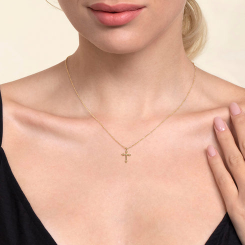 Bujukan 14K Yellow Gold Cross Pendant Necklace - 4