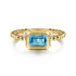 Bujukan 14K Yellow Gold Blue Topaz Stackable Ring - 2