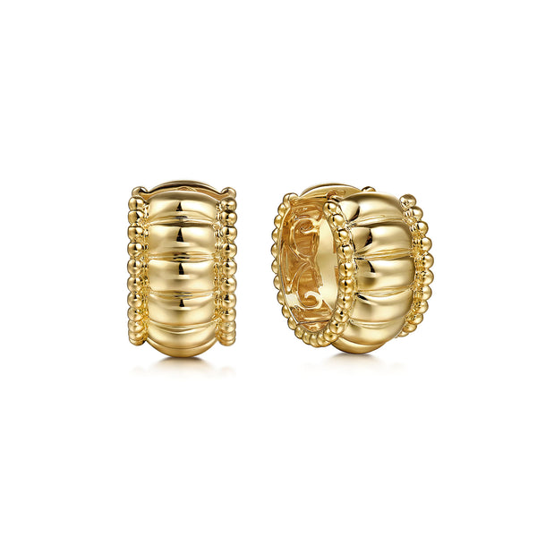 Bujukan 14K Yellow Gold Huggie Earrings - 2