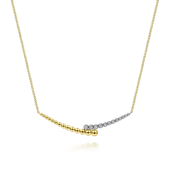 Bujukan Diamond Bar Necklace in 14K Yellow and White Gold - 1