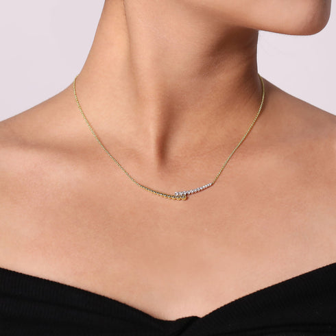Bujukan Diamond Bar Necklace in 14K Yellow and White Gold - 3