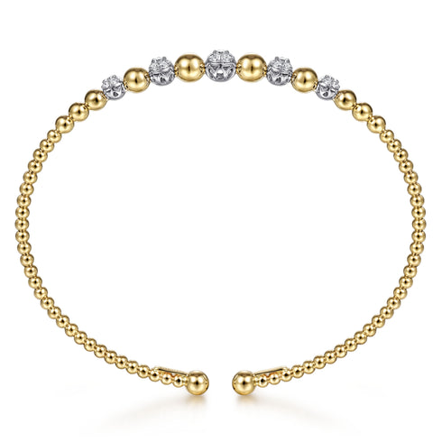 Bujukan Diamond Stations Bangle in 14K Yellow and White Gold - 3