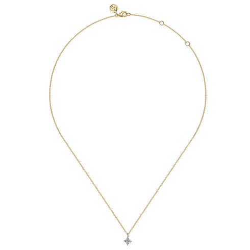 Lusso 14K Yellow/White Gold Diamond Flower Shape Pendant Necklace - 3
