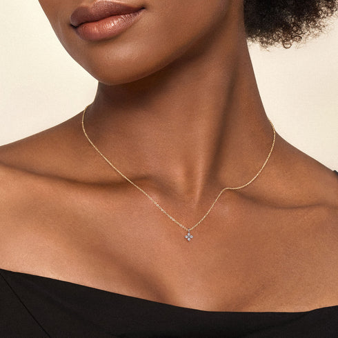 Lusso 14K Yellow/White Gold Diamond Flower Shape Pendant Necklace - 4