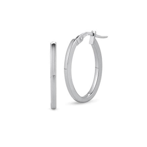 Roberto Coin 18K White Gold Oval Hoop Earrings - 1