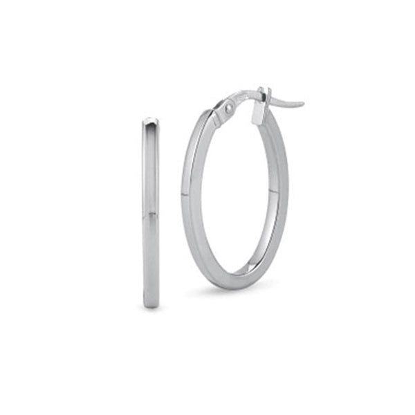 Roberto Coin 18K White Gold Oval Hoop Earrings - 1