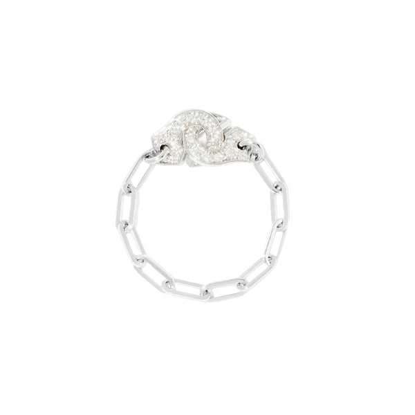 Menottes Dinh Van Chain Ring in 18K White Gold with Diamonds - 1