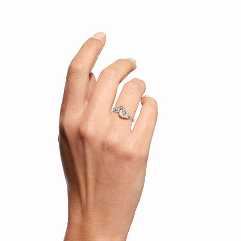 Menottes Dinh Van Chain Ring in 18K White Gold with Diamonds - 2