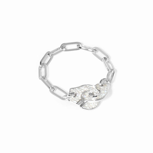 Menottes Dinh Van Chain Ring in 18K White Gold with Diamonds - 3
