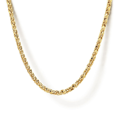 Classic 14K Yellow Gold Hollow Men's Wheat Chain Necklace - 2
