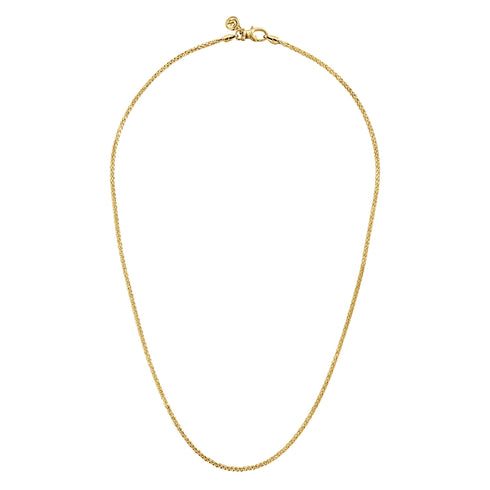 Classic 14K Yellow Gold Hollow Men's Wheat Chain Necklace - 3