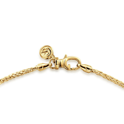 Classic 14K Yellow Gold Hollow Men's Wheat Chain Necklace - 4