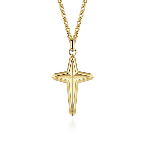 Contemporary 14K Yellow Gold Cross Pendant Necklace - 2