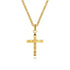 22 Inch 14K Yellow Gold Faceted Cross Pendant Necklace - 1