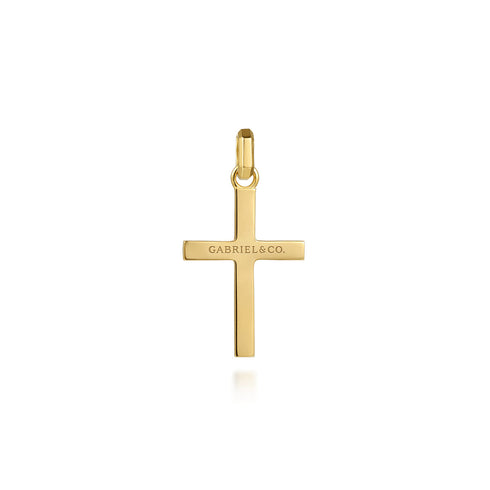 22 Inch 14K Yellow Gold Faceted Cross Pendant Necklace - 3