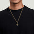 22 Inch 14K Yellow Gold Faceted Cross Pendant Necklace - 2