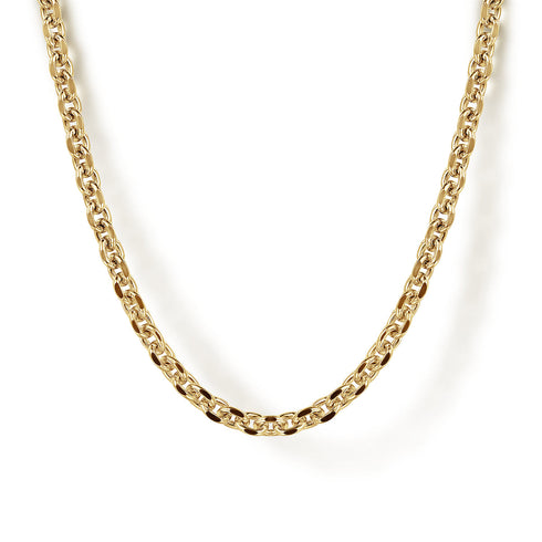 22 Inch 2.85mm 14K Yellow Gold Hollow Men's Link Chain Necklace - 1