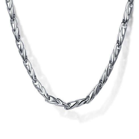 22 Inch 3.2mm 925 Sterling Silver Hollow Men's Link Chain Necklace - 1