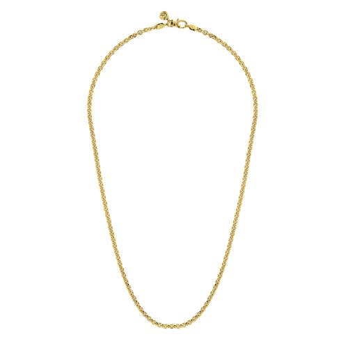 22 Inch 3.6mm 14K Yellow Gold Hollow Men's Link Chain Necklace - 3